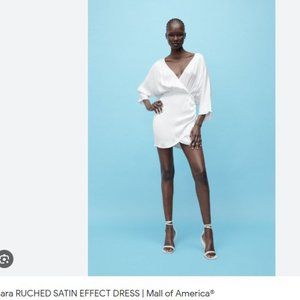 ZARA RUCHED SATIN EFFECT DRESS -NWT